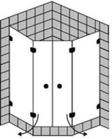 FORMAT Design 3.0 Fünfeck-Ganzglasdusche 2-türig, HS rahmenlos, Kristallglas hell