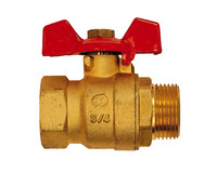 Meibes Kugelhahn, mit rotem Flügelgriff, Messing