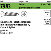 DIN 7983 Stahl, geh. Form C-H galvanisch verzinkt Linsensenk-Blechschrauben mit