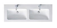 Duravit Möbel-Doppelwaschtisch Me by Starck, 130 x 49 cm, 2 Hahnlöcher, mit Überlauf, Hahnlochbank