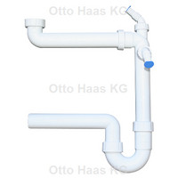 HAAS Raumsparsiphon, 2 Geräteanschlüsse 3/4" und 1", Polypropylen, weiß