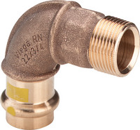 Viega Bogen Profipress G 2614, 90°, Rotguss, SC-Contur, Mehrkant