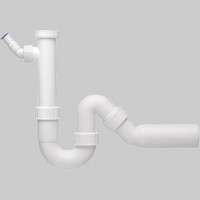 FORMAT Tec Röhrensiphon, weiß, mit Ablaufbogen 45 Grad und Geräteanschluss