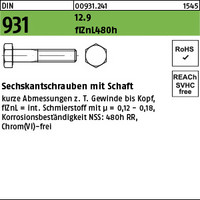 DIN 931 12.9 flZnL 480h (zinklamellenbesch.) Sechskantschrauben mit Schaft