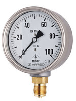 Afriso Kapselfeder-Manometer KP100 D401 radial, G 1/2 B, Gehäuse Ø 100 mm Edelstahl 304