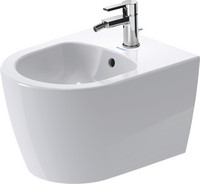 Duravit Wand-Bidet Me by Starck, 37 x 48 cm, mit Hahnloch, Überlauf, Hahnlochbank