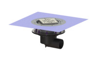 Kessel Bodenablauf Ecoguss, Grundkörper, Aufsatzstück mit Designrost