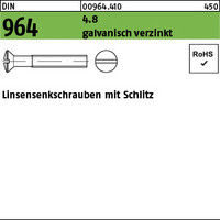 DIN 964 4.8 galvanisch verzinkt Linsensenkschrauben mit Schlitz