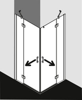 FORMAT Pro 2.0 Schwingtür-Eckeinstiegshälfte mit Festfeld, silber hochglanz, 2-tlg., Maßanfertigung