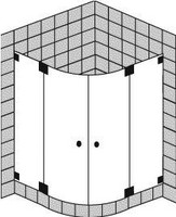 FORMAT Design 3.0 Ganzglas-Viertelkreisdusche 2 Pendeltüren, HSP rahmenlos, Kristallglas hell, Radius 50 cm