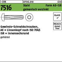 ~DIN 7516 Stahl Form AE-ISR galvanisch verzinkt Gewinde-Schneidschrauben mit Lin
