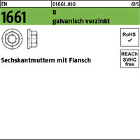 EN 1661 8 galvanisch verzinkt Sechskantmuttern mit Flansch