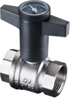 Oventrop Kugelhahn Optibal, PN 16, beidseitig IG, mit Thermometer, Messing vernickelt