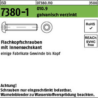 ISO 7380-1 010.9 galvanisch verzinkt Flachkopfschrauben mit Innensechskant