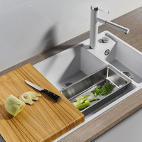 Blanco Spüle AXIA III 6 S SILGRANIT, Hauptbecken rechts, mit Ablauffernbedienung/Holzschneidbrett