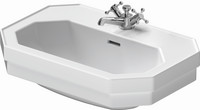 Duravit Waschtisch 1930, mit Hahnloch, Überlauf, Hahnlochbank