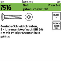 DIN 7516 Stahl Form E-H galvanisch verzinkt Gewinde-Schneidschrauben mit Linsens