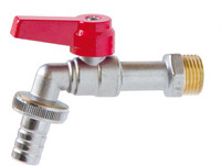 FORMAT Tec Kugelauslaufventil Typ 2300, mit Schlauchverschraubung, Griffhebel rot, PN 10