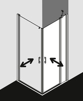 FORMAT Pro 2.0 Pendeltür-Eckeinstiegshälfte mit Festfeld, silber matt, 2-tlg., rechts