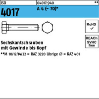ISO 4017 A 4 - 70 Sechskantschrauben mit Gewinde bis Kopf