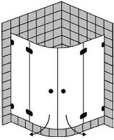 FORMAT Design 3.0 Viertelkreis-Ganzglasdusche 2-türig, HS rahmenlos, Kristallglas hell, Radius 52 cm