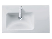 Duravit Möbel-Waschtisch Me by Starck, 83 x 49 cm, asymmetrisch, Becken links, mit Überlauf, Hahnlochbank