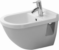 Duravit Wand-Bidet Starck 3, 35,5 x 54 cm, mit Hahnloch, Überlauf, Hahnlochbank