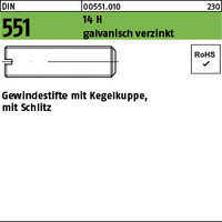 DIN 551 14 H galvanisch verzinkt Gewindestifte mit Kegelkuppe, mit Schlitz