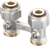 Oventrop Hahnblock Multiflex F, Durchgang, Messing vernickelt