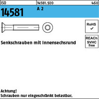 ISO 14581 A 2 Senkschrauben mit Innensechsrund