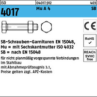 ISO 4017 Mu A 4 SB SB-Schrauben-Garnituren EN 15048, mit Sechskantmutter ISO 403