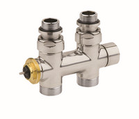 Flamco Design-Ventilhahnblock 739, G 1/2 M x G 3/4 M Eurokonus, Durchgangsform, Messing