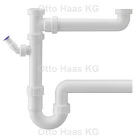 HAAS Doppelspülensiphon, mit einem Geräteanschluss 3/4"und 1", Polypropylen, weiß