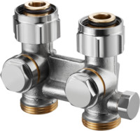 Oventrop Hahnblock Multiflex F, Durchgang, Messing vernickelt