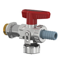 Flamco KFE-Kugelhahn, G 1/2 M, mit rotem Flügelgriff, Durchgang, lang, mit AG