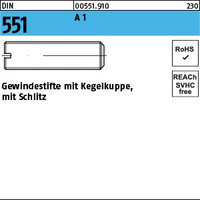 DIN 551 A 1 Gewindestifte mit Kegelkuppe, mit Schlitz