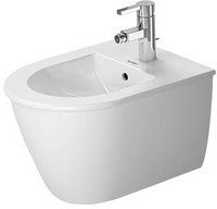 Duravit Wand-Bidet Darling New Compact, 36,5 x 48,5 cm, mit Hahnloch, Überlauf, Hahnlochbank