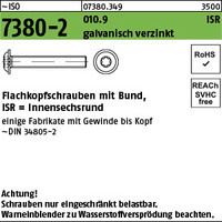 ~ISO 7380-2 010.9 ISR, galvanisch verzinkt Flachkopfschrauben mit Innensechsrund