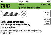 DIN  7982 Senkkopf-Blechschrauben mit Kreuzschlitz
