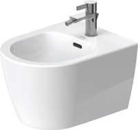 Duravit Wand-Bidet Soleil by Starck Compact, 37 x 60 cm, mit Hahnloch, Überlauf, Hahnlochbank