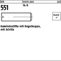 DIN   551 Gewindestifte mit Schlitz und Kegelkuppe