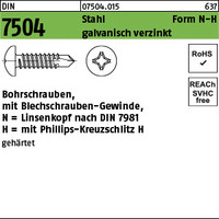 DIN 7504 Stahl Form N-H galvanisch verzinkt Bohrschrauben, mit Blechschrauben-Ge