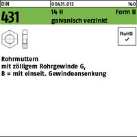 DIN 431 14 H Form B galvanisch verzinkt Rohrmuttern mit zölligem Rohrgewinde G,