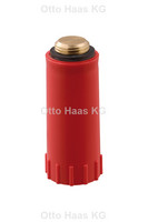 HAAS Baustopfen, Messing-Gewinde, schmal, Warmwasserleitung, rot
