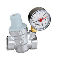 Caleffi Schrägsitz-Druckminderer, verchromt, 1-6 bar, mit Manometer 0-10 bar