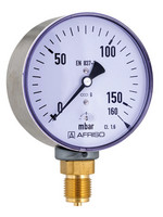 Afriso Kapselfeder-Manometer KP100 D301 radial, G 1/2 B, Gehäuse Ø 100 mm, Edelstahl