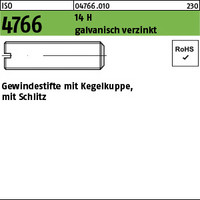 ISO 4766 14 H galvanisch verzinkt Gewindestifte mit Kegelkuppe, mit Schlitz