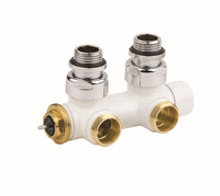 Flamco Design-Ventilhahnblock 738, G 1/2 M x G 3/4 M Eurokonus, Eckform, Messing