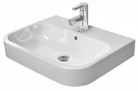 Duravit Aufsatz-Waschtisch Happy D.2, 60 x 46 cm, geschliffen, mit Hahnloch, Überlauf, Hahnlochbank