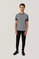 HAKRO T-Shirt Contrast Mikralinar®,titan/anthrazit,Gr.XS-6XL